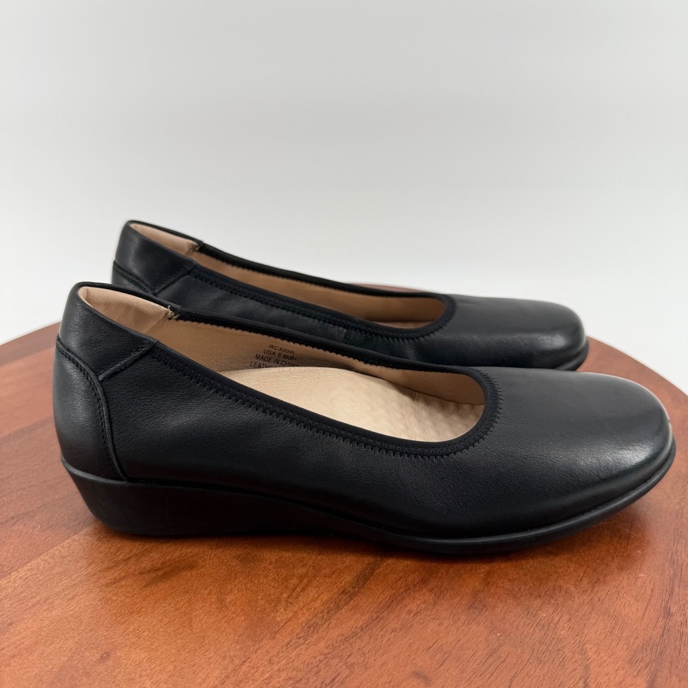 Propet WCX004L Black‎ Leather Low Wedge Slip On Comfort Shoes Womens 8 M(B)